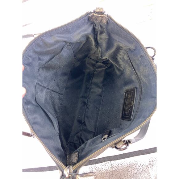 COACH 33736 MEDIUM SIZE GOLD, BLACK LEATHER METALIC HANDBAG - Picture 11 of 12